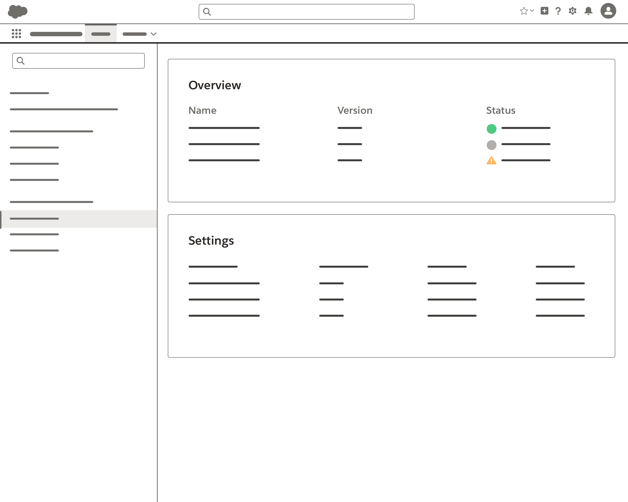Builder Home stenciled layout with global navigation bar, application navigation bar, lefthand tools panel and search box, and detailed results on the right.