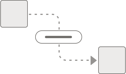 Connector example in variant style with two nodes joined by a path that is a gray dotted line.